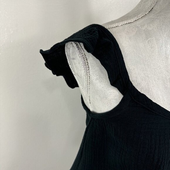 Marine Layer Women's S Jude Cropped Flutter Sleeve Tank Black Gauze NWT - Picture 5 of 15